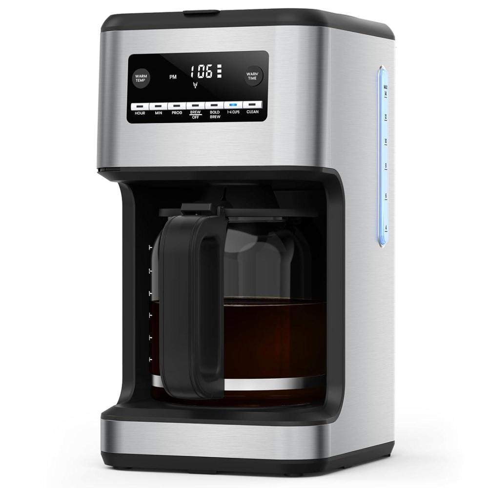 imageCOWSAR 14Cup Coffee Maker 24Hour Programmable Coffee Brewer Keep Warm Drip Free Washable Filter Stainless Steel Silver