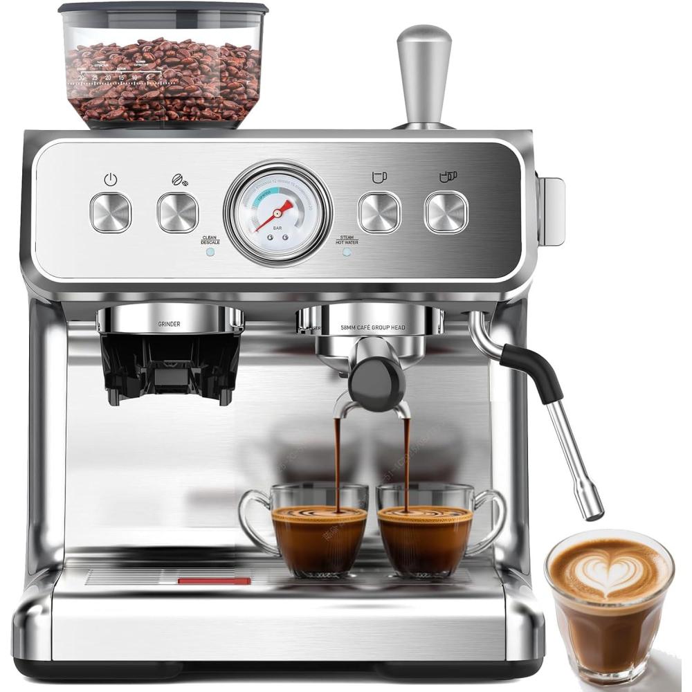 imageCOWSAR 2025 New Espresso Machines with Builtin AntiClog 20 Bar Expresso Coffee Machines with Milk Frother Steam Wand Tamping Tool Espresso Machine with Grinder for Latte Cappuccino AmericanoEspresso Maker Ultra