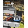 COWSAR 4-Burner BBQ Propane Gas Grill, 44000 BTU Stainless Steel Barbecue Grill with Side Table, 10000 BTU Side Burner, 4 Casters Easy Mobility, Ideal for Outdoor Patio Garden Picnic Backyard Cooking