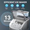 COWSAR Countertop Ice Cube Maker, 30LBS/24H Portable Ice Machine with Top External Water Tank, Self-Cleaning Function, 16 Pcs Ice Cube/13 Mins, Ice Scoop and Basket Perfect for Home, Office, Black(Grey)