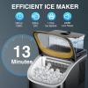 COWSAR Countertop Ice Cube Maker, 30LBS/24H Portable Ice Machine with Top External Water Tank, Self-Cleaning Function, 16 Pcs Ice Cube/13 Mins, Ice Scoop and Basket Perfect for Home, Office, Black(Black)