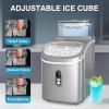 COWSAR Countertop Ice Cube Maker, 30LBS/24H Portable Ice Machine with Top External Water Tank, Self-Cleaning Function, 16 Pcs Ice Cube/13 Mins, Ice Scoop and Basket Perfect for Home, Office, Black(Grey)