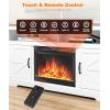 Cowsar 60″ Fireplace TV Stand Mantel Wood Surround Firebox, Freestanding Fireplace Heater, Adjustable Led Flame, Remote Control, 750W-1500W, White