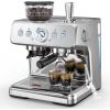 COWSAR (2025 New) Espresso Machines with Built-in Anti-Clog, 20 Bar Expresso Coffee Machines with Milk Frother Steam Wand, Tamping Tool, Espresso Machine with Grinder for Latte, Cappuccino, Americano(Stainless Steel)