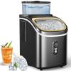 COWSAR Countertop Ice Cube Maker, 30LBS/24H Portable Ice Machine with Top External Water Tank, Self-Cleaning Function, 16 Pcs Ice Cube/13 Mins, Ice Scoop and Basket Perfect for Home, Office, Black(Black)