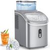 COWSAR Countertop Ice Cube Maker, 30LBS/24H Portable Ice Machine with Top External Water Tank, Self-Cleaning Function, 16 Pcs Ice Cube/13 Mins, Ice Scoop and Basket Perfect for Home, Office, Black(Grey)