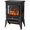 COWSAR Electric Fireplace Stove, Freestanding Fireplace Heater with Realistic Flame, 1000/1500W Fireplace Heater, Overheating Safety Device, Thermostat, Adjustable Flame Brightness