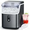 imageCOWSAR Nugget Ice Makers Countertop 34LBSDay SelfCleaning Pebble Ice Maker Machine Soft Chewable Pellet Ice Stainless Steel Black Countertop Ice Maker for Home Kitchen Party