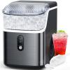 COWSAR Nugget Ice Makers Countertop Soft Chewable Pellet Ice Machine with Auto-Cleaning Function, 35Lbs/24H, Portable Ice Makers for Kitchen, Office, Home，Black(Stainless Steel Black)