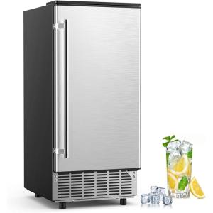 COWSAR Commercial Cube Ice Maker, Freestanding Ice Machine, 80lbs/24H, 40 Ice Cubes/Cycle, Reversible Door, 24H Timer & Self-Cleaning, Under Counter Ice Cube Machine for Bar/Cafe/Home