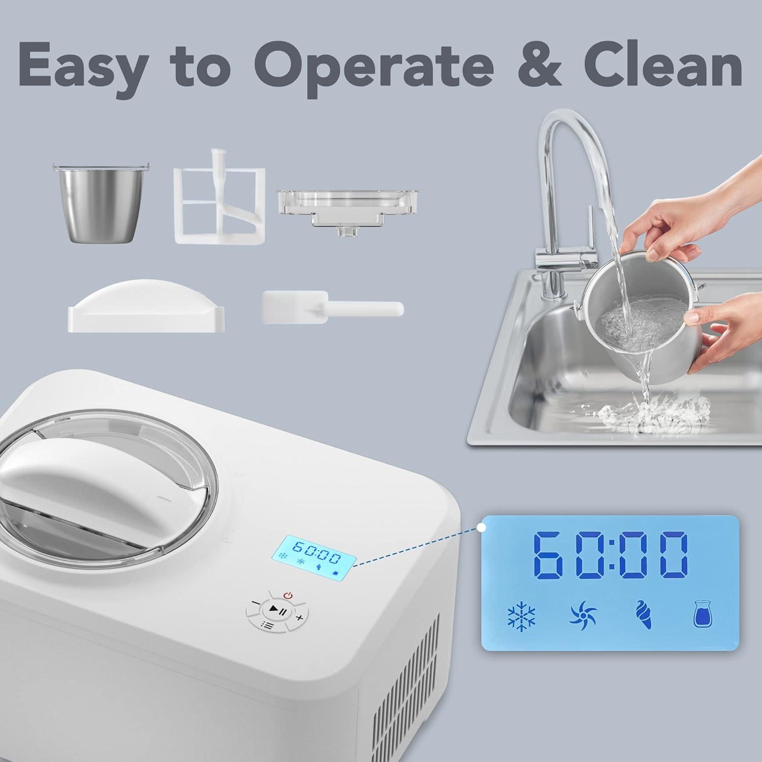 imageCOWSAR 15 Quart Ice Cream Maker Machine with Builtin Compressor Fully Automatic and No Prefreezing Frozen Yogurt Keepcooling and Timer