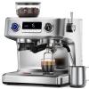 imageCOWSAR Dual Boiler Espresso Machine with Grinder 20 Bar Espresso Machines with Milk Frother Espresso Maker with Removable Water Tank Commercial Expresso Coffee Machines Brushed Stainless SteelDual Boiler Espresso Machine