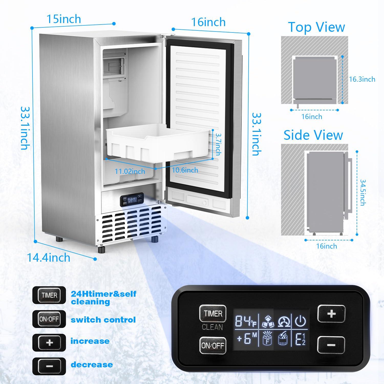 image:imageCOWSAR Commercial Ice Maker Machine Nugget Ice 66lbs24H Stainless Steel Under Counter Ice Maker SelfCleanamp24H Timer Commercial Nugget Ice Machine with LCD Display Ideal for BarCafeRestaurant