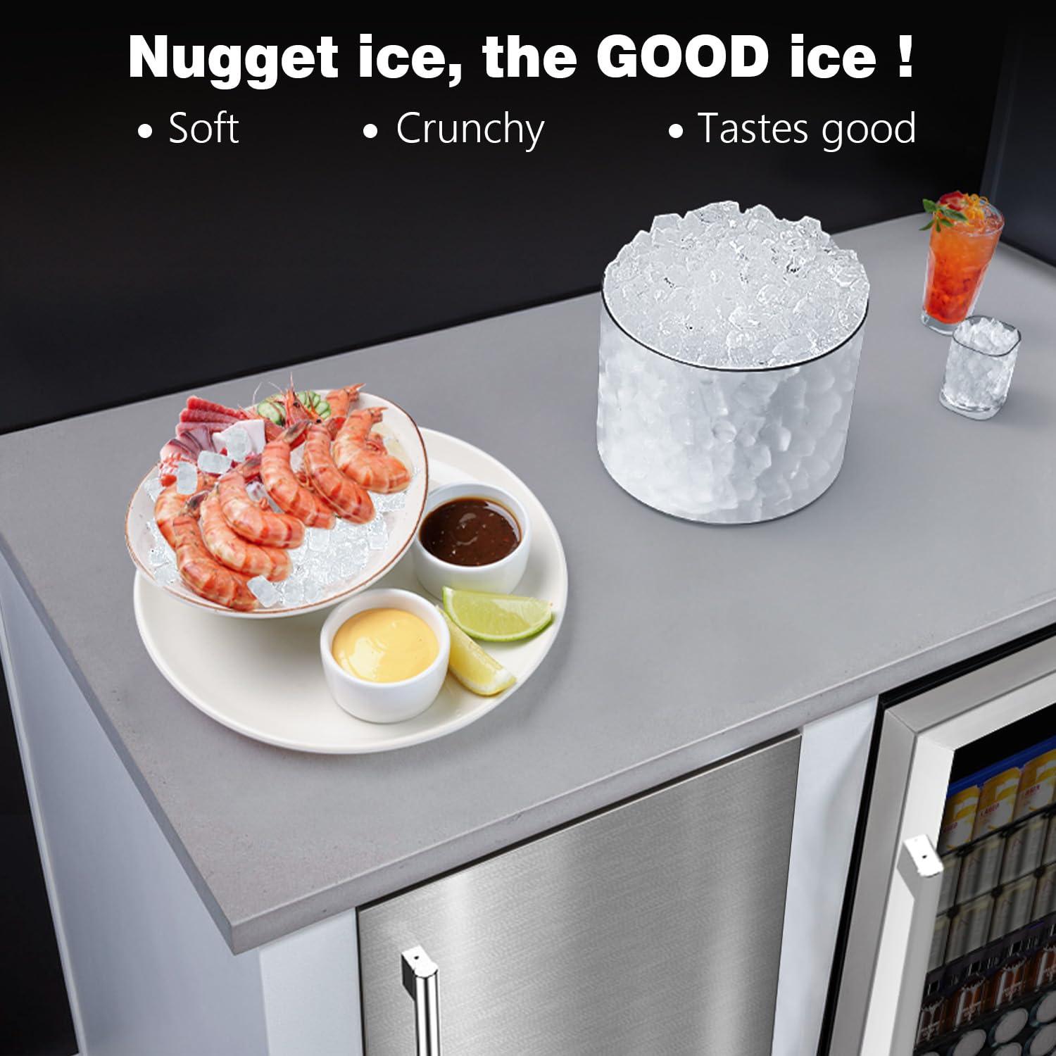 image:imageCOWSAR Commercial Ice Maker Machine Nugget Ice 66lbs24H Stainless Steel Under Counter Ice Maker SelfCleanamp24H Timer Commercial Nugget Ice Machine with LCD Display Ideal for BarCafeRestaurant