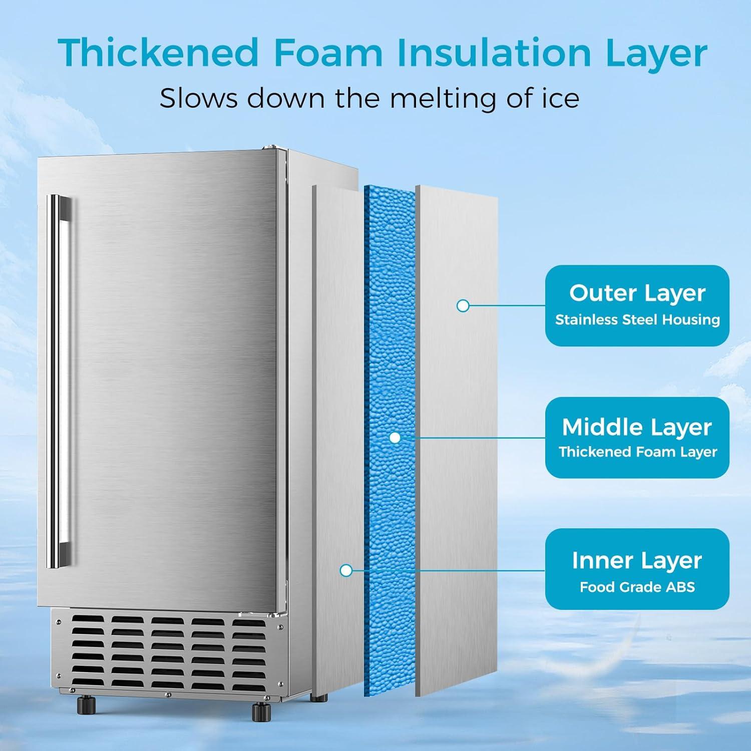 image:imageCOWSAR Commercial Ice Maker Machine Nugget Ice 66lbs24H Stainless Steel Under Counter Ice Maker SelfCleanamp24H Timer Commercial Nugget Ice Machine with LCD Display Ideal for BarCafeRestaurant