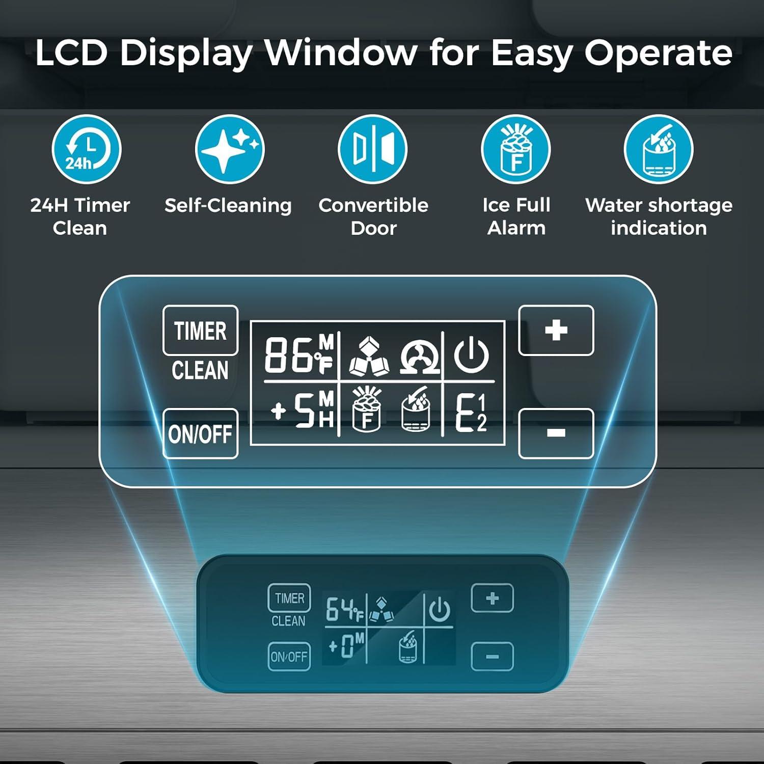 image:imageCOWSAR Commercial Ice Maker Machine Nugget Ice 66lbs24H Stainless Steel Under Counter Ice Maker SelfCleanamp24H Timer Commercial Nugget Ice Machine with LCD Display Ideal for BarCafeRestaurant