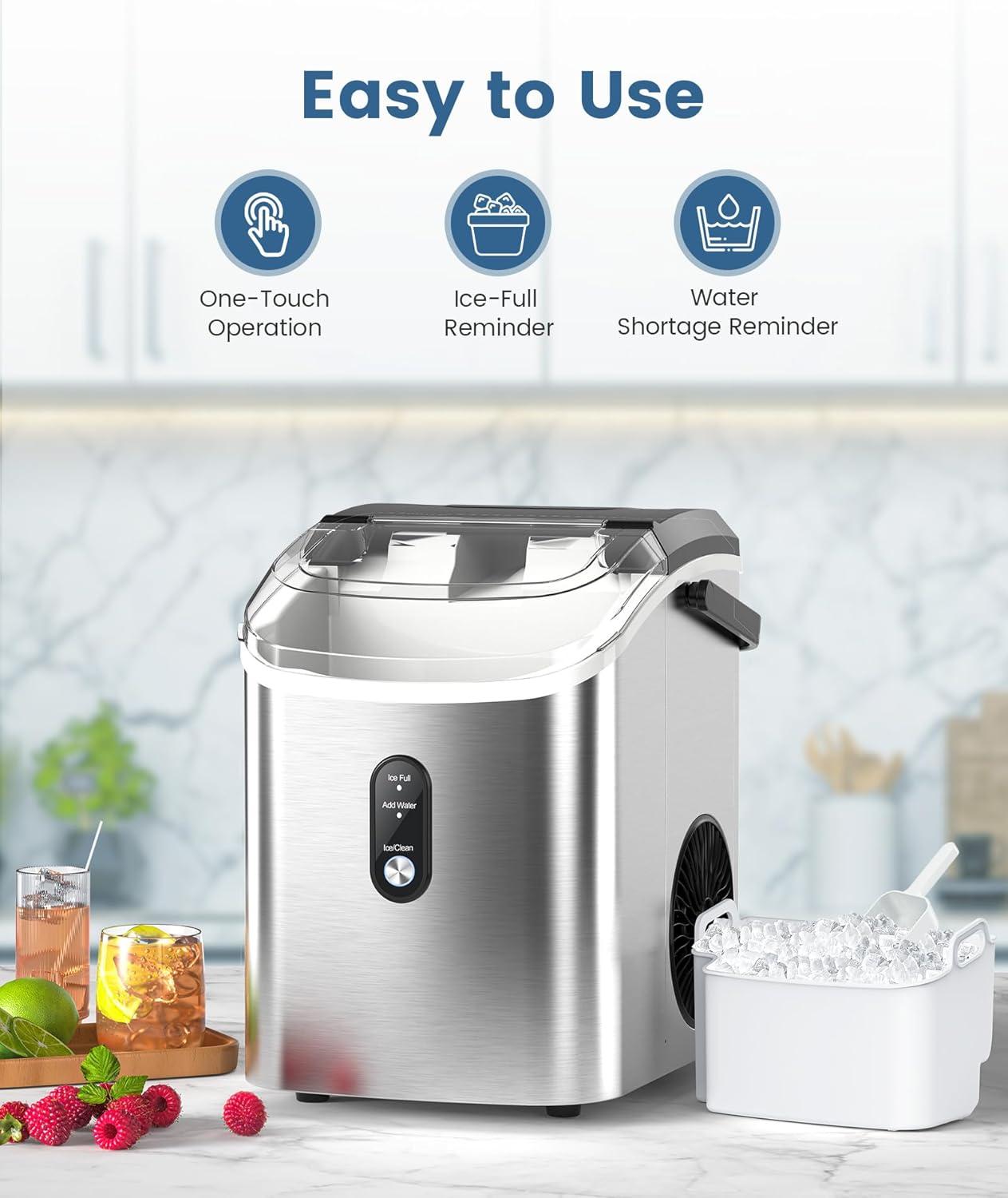 image:imageCOWSAR Nugget Ice Makers Countertop Pebble Ice Maker Machine with Soft Chewable Ice 34Lbs24H SelfCleaning OneClick Operation Pellet Ice Maker Countertop for HomeKitchenRVCampingSilver