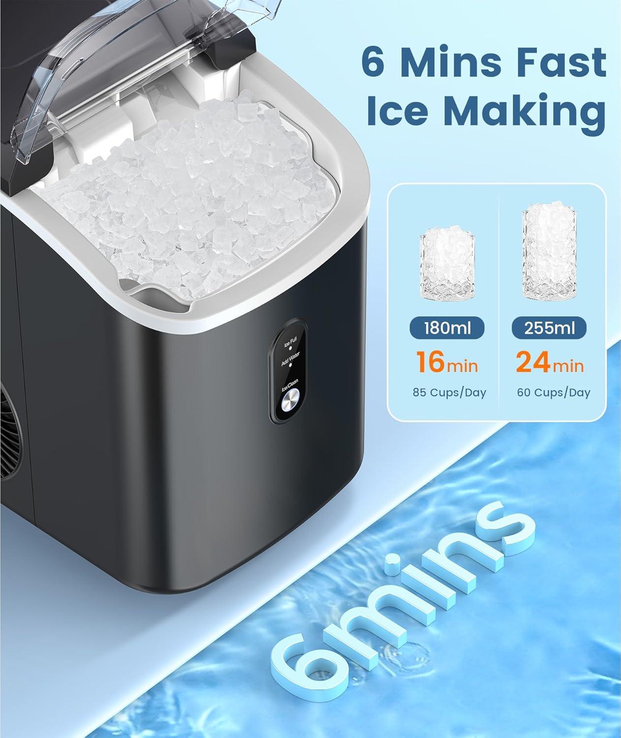 image:imageCOWSAR Nugget Ice Makers Countertop Pebble Ice Maker Machine with Soft Chewable Ice 34Lbs24H SelfCleaning OneClick Operation Pellet Ice Maker Countertop for HomeKitchenRVCampingBlack