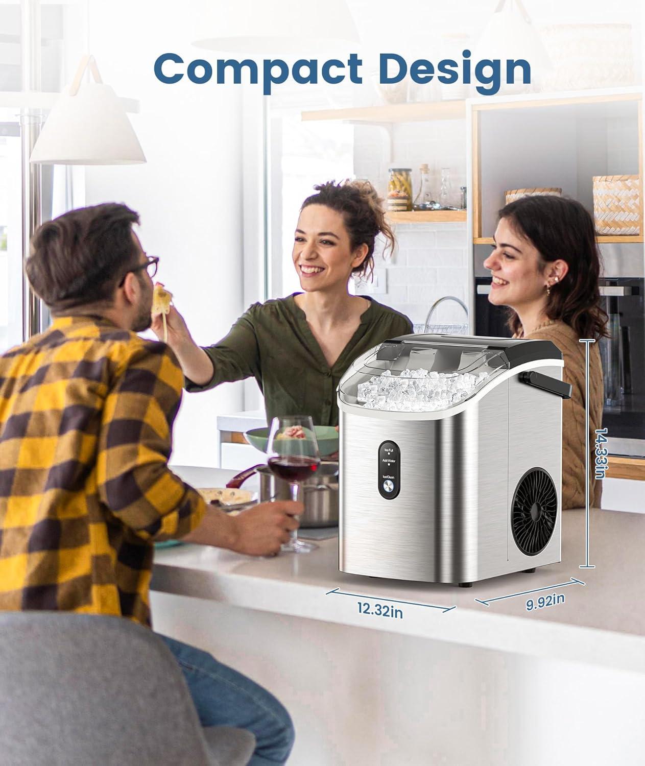 image:imageCOWSAR Nugget Ice Makers Countertop Pebble Ice Maker Machine with Soft Chewable Ice 34Lbs24H SelfCleaning OneClick Operation Pellet Ice Maker Countertop for HomeKitchenRVCampingSilver