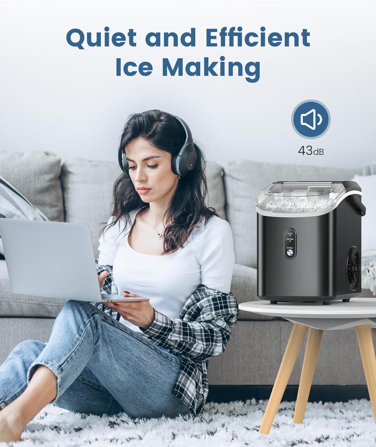 image:imageCOWSAR Nugget Ice Makers Countertop Pebble Ice Maker Machine with Soft Chewable Ice 34Lbs24H SelfCleaning OneClick Operation Pellet Ice Maker Countertop for HomeKitchenRVCampingBlack