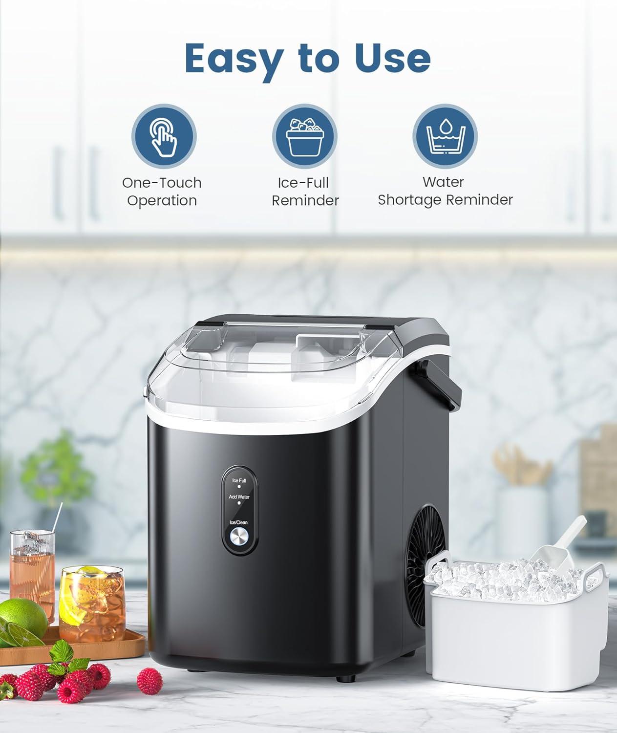 image:imageCOWSAR Nugget Ice Makers Countertop Pebble Ice Maker Machine with Soft Chewable Ice 34Lbs24H SelfCleaning OneClick Operation Pellet Ice Maker Countertop for HomeKitchenRVCampingBlack