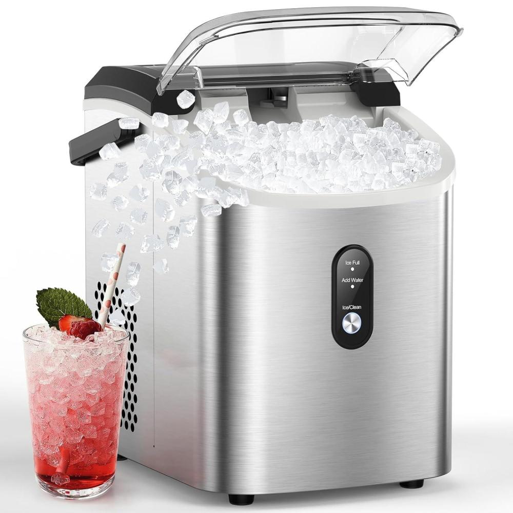 image:imageCOWSAR Nugget Ice Makers Countertop Pebble Ice Maker Machine with Soft Chewable Ice 34Lbs24H SelfCleaning OneClick Operation Pellet Ice Maker Countertop for HomeKitchenRVCampingSilver