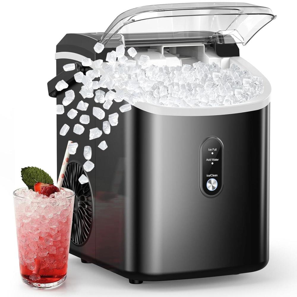 image:imageCOWSAR Nugget Ice Makers Countertop Pebble Ice Maker Machine with Soft Chewable Ice 34Lbs24H SelfCleaning OneClick Operation Pellet Ice Maker Countertop for HomeKitchenRVCampingBlack