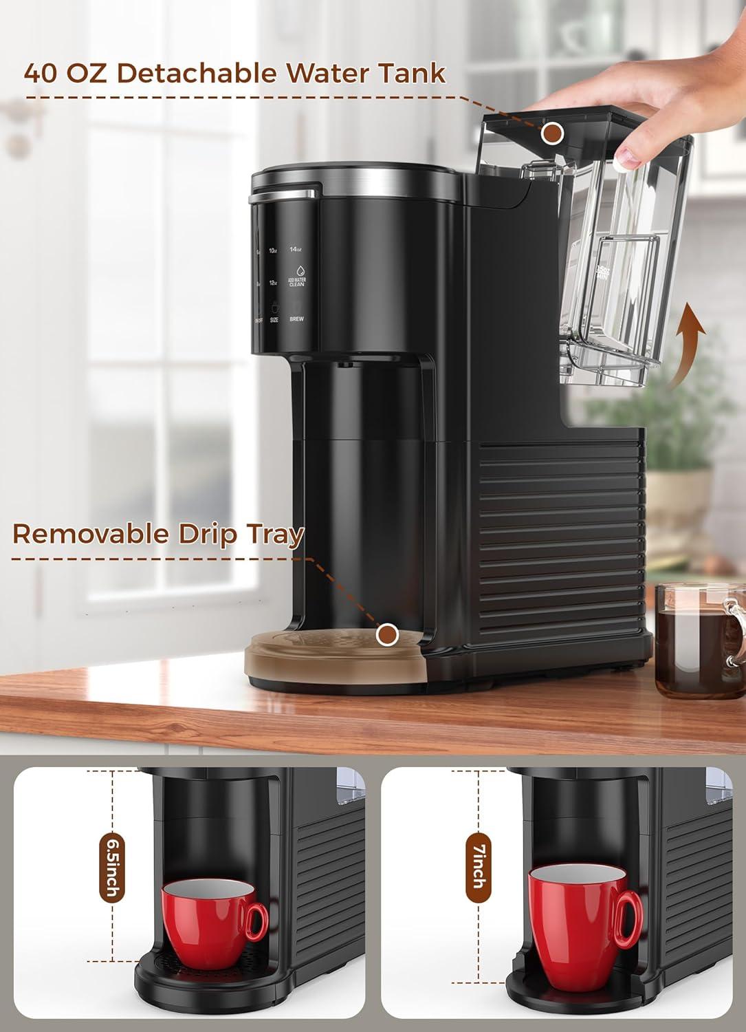 image:imageCOWSAR Commercial Single Serve Coffee Maker K Cup Coffee Brewer for Capsule and Ground Coffee Capsule Coffee Machine with 40 Oz Water Tank InstantHeat 5 Brew Sizes Up To 14 Oz Satin BlackClassic Black