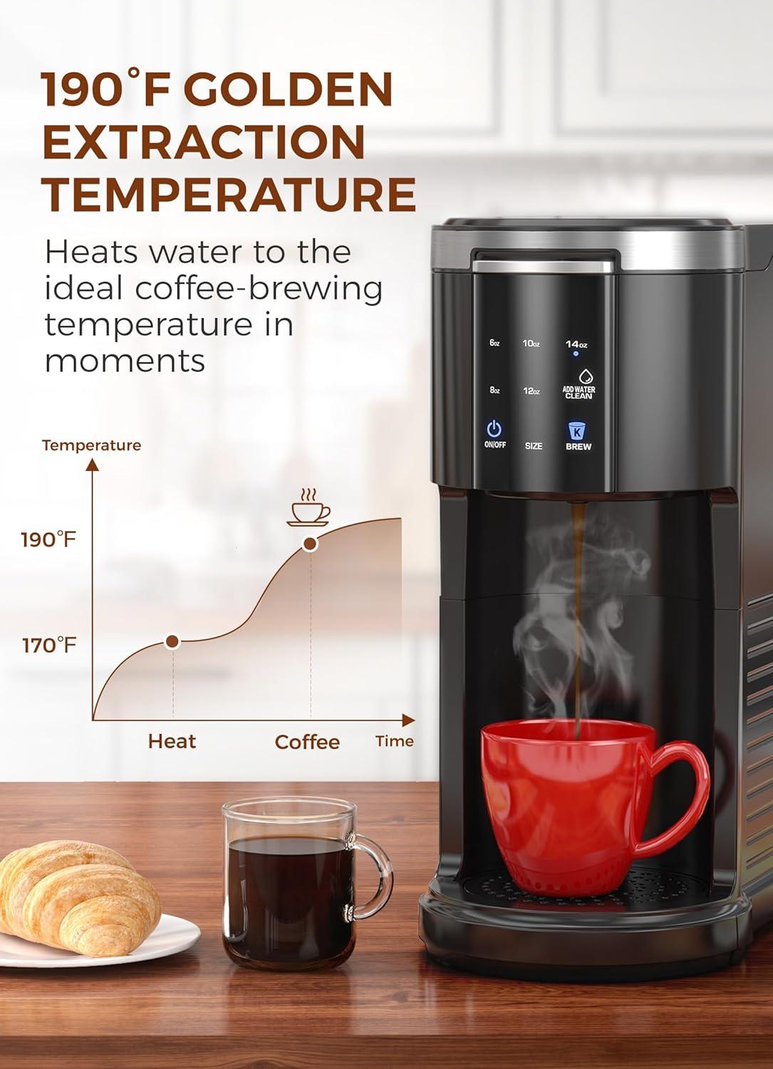 image:imageCOWSAR Commercial Single Serve Coffee Maker K Cup Coffee Brewer for Capsule and Ground Coffee Capsule Coffee Machine with 40 Oz Water Tank InstantHeat 5 Brew Sizes Up To 14 Oz Satin BlackClassic Black