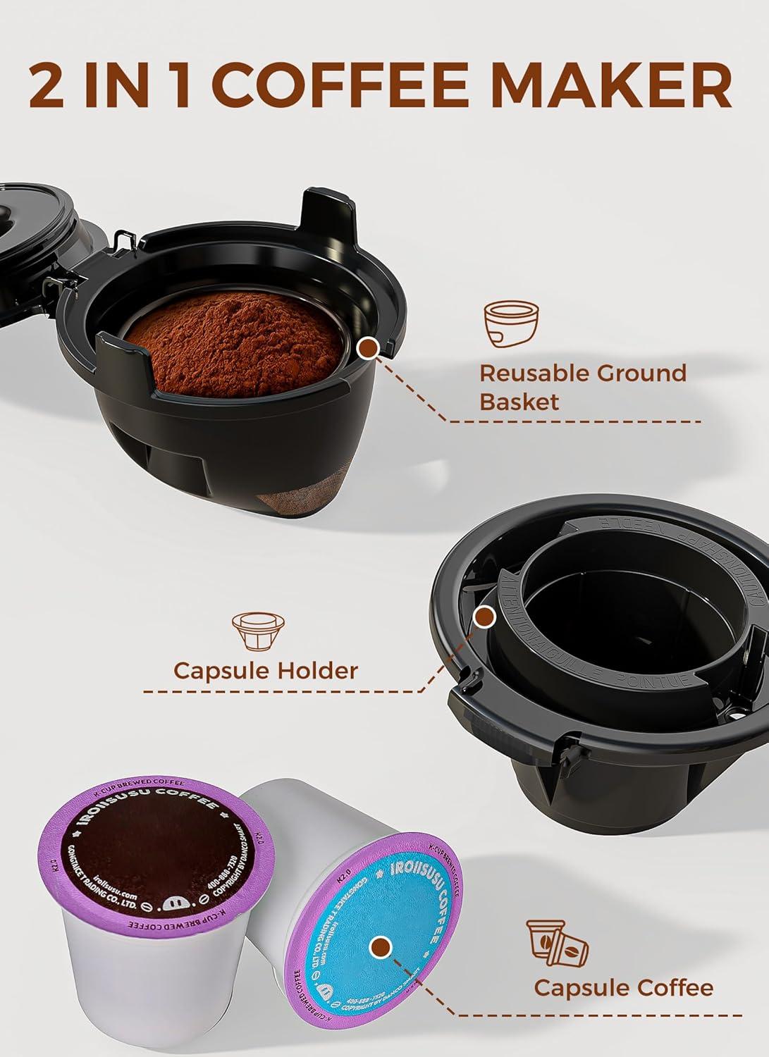 image:imageCOWSAR Commercial Single Serve Coffee Maker K Cup Coffee Brewer for Capsule and Ground Coffee Capsule Coffee Machine with 40 Oz Water Tank InstantHeat 5 Brew Sizes Up To 14 Oz Satin BlackClassic Black