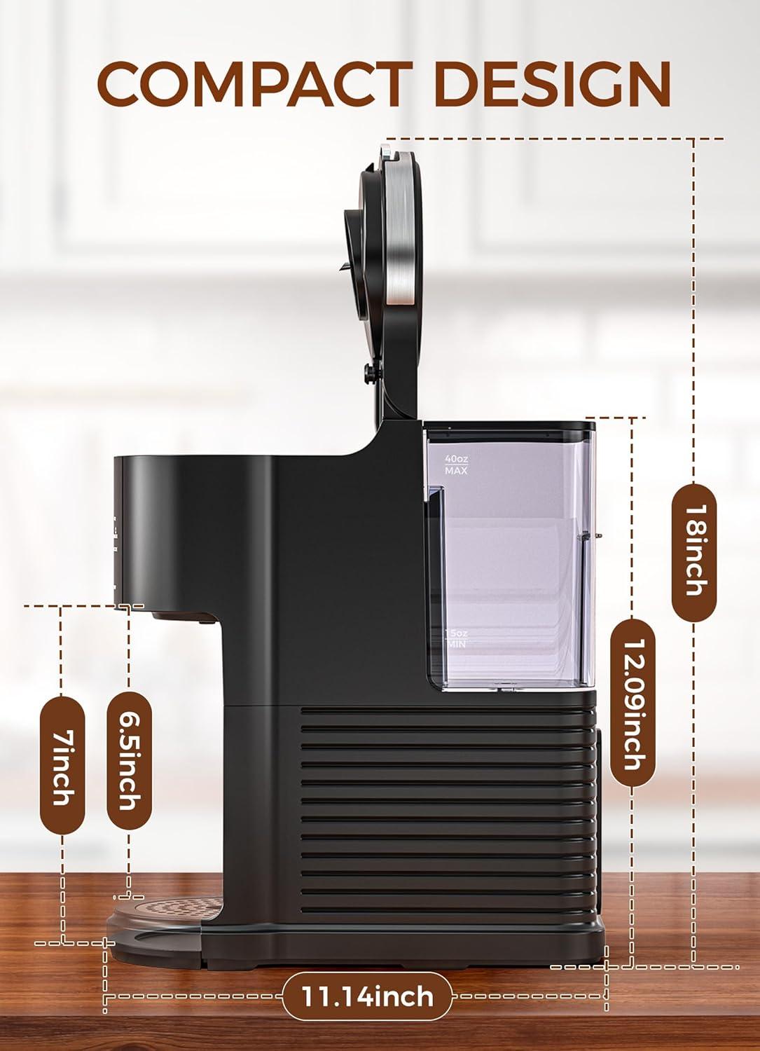 image:imageCOWSAR Commercial Single Serve Coffee Maker K Cup Coffee Brewer for Capsule and Ground Coffee Capsule Coffee Machine with 40 Oz Water Tank InstantHeat 5 Brew Sizes Up To 14 Oz Satin BlackClassic Black