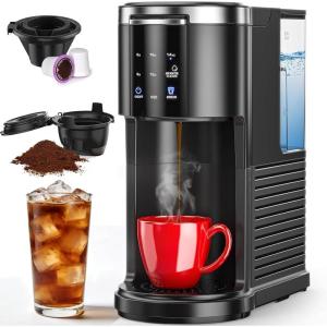 COWSAR Commercial Single Serve Coffee Maker, K Cup Coffee Brewer for Capsule and Ground Coffee, Capsule Coffee Machine with 40 Oz Water Tank, Instant-Heat, 5 Brew Sizes Up To 14 Oz, Satin Black(Satin Black)